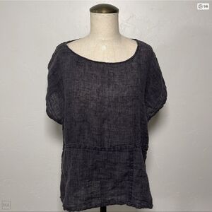 Flax	Women's Top Cap Sleeve Blouse 100% Linen Summer Casual	Size S Gray